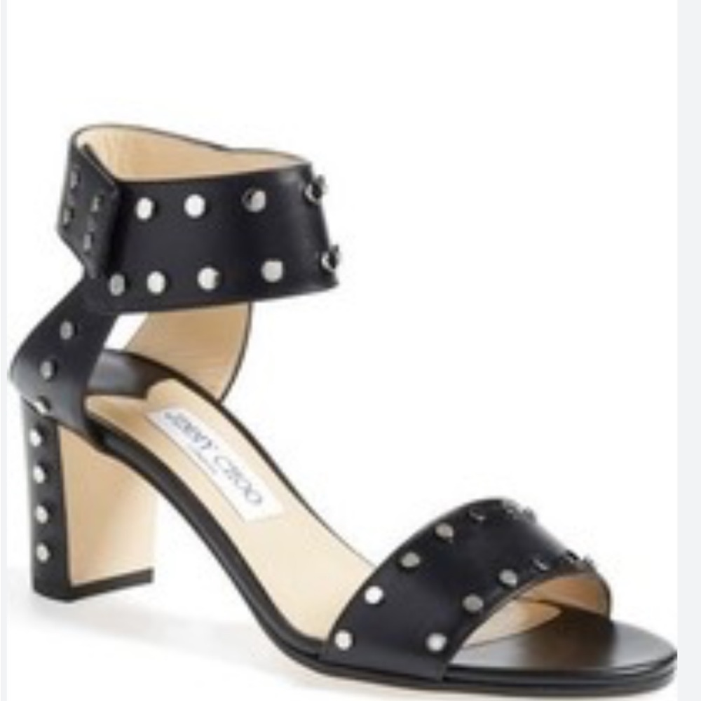 Jimmy Choo Veto Heel, Size 6, Black with silver studs
